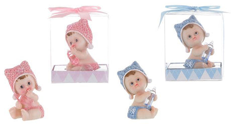 Baby Holding on Clear Bottle Poly Resin