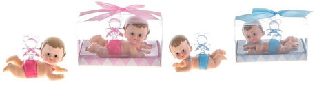 Baby Laying with Teddy Bear on Back Poly Resin 