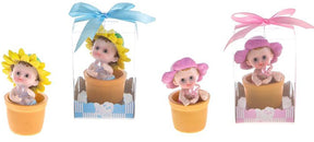 Baby w/ Pacifier inside Flower Pot Poly Resin