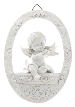 Baby Angel Sitting On Balcony Wall Plaque