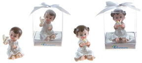 Toddler in White Robe Holding Dove Poly Resin