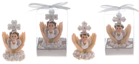 Baby On Palm w/ Roses Poly Resin