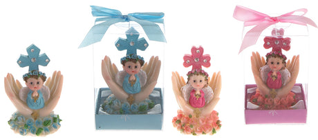 Baby On Palm w/ Roses Poly Resin