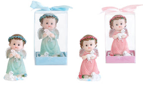 Baby Angel Holding to Baby Lamb Poly Resin w/ Gift Box
