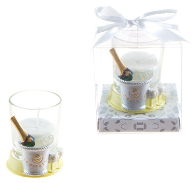 Champagne Bottle Poly Resin Candle Set