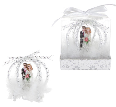 Wedding Couple in Frame Carriage Poly Resin w/ Gift Box
