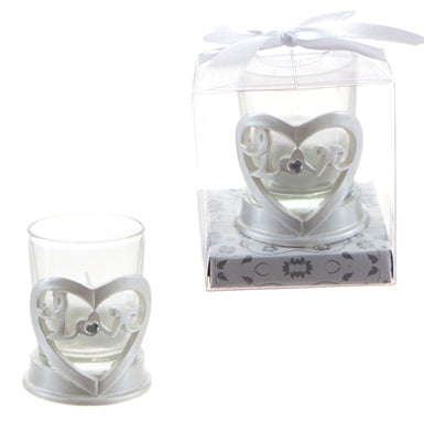 Heart "Love" Poly Resin Candle Set