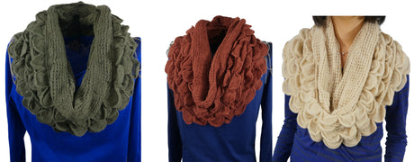 Women's Premium Oversize Soft Ruffle Infinity Scarves