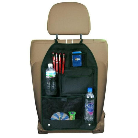 Car Backseat Organizer w/ Mesh Cargo Pockets & Bottle Holders