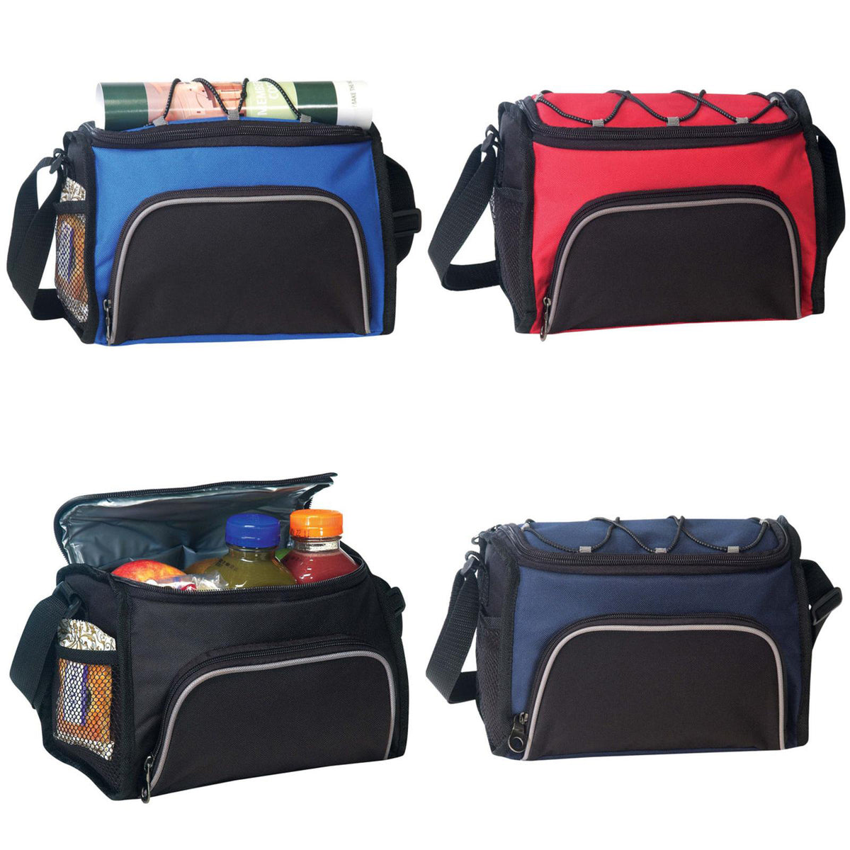 Deluxe 6-Can Cooler Bags w/ Utility Pockets & Bungee Top - Choose Your Color(s)