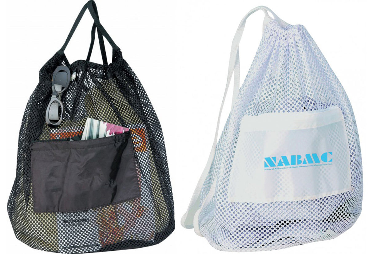 14" Nylon Drawstring Mesh Tote Bags