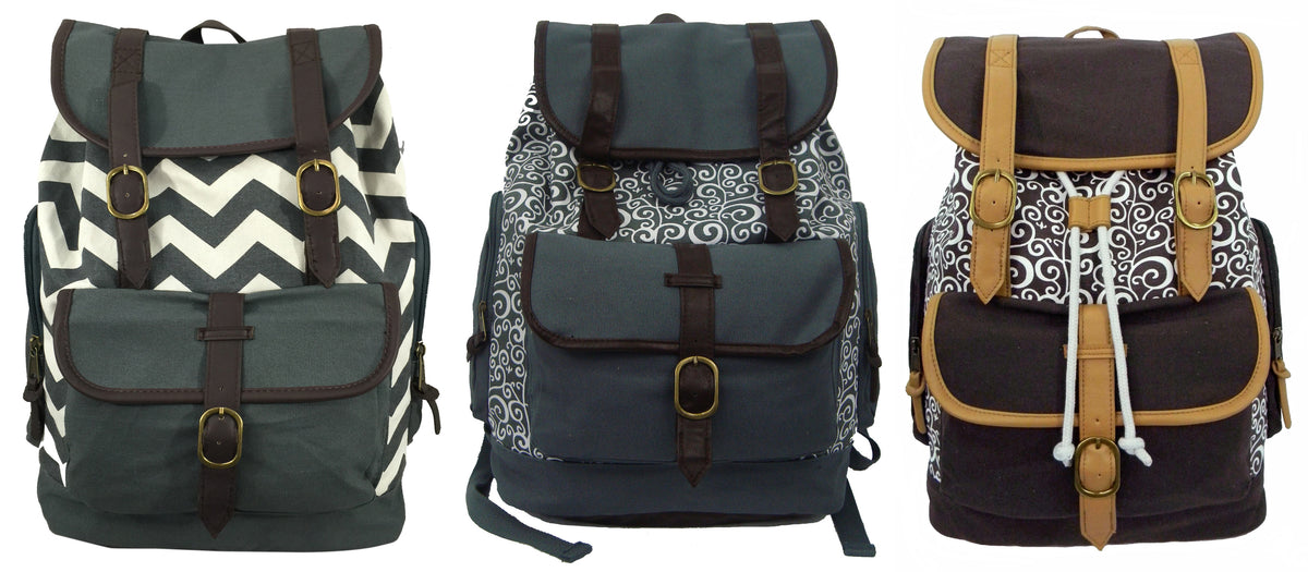 18" Printed Canvas Computer Backpacks
