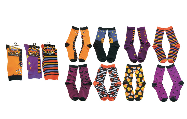 Women's Casual Crew Socks - Halloween Print - Size 9-11 - 3-Pair Packs