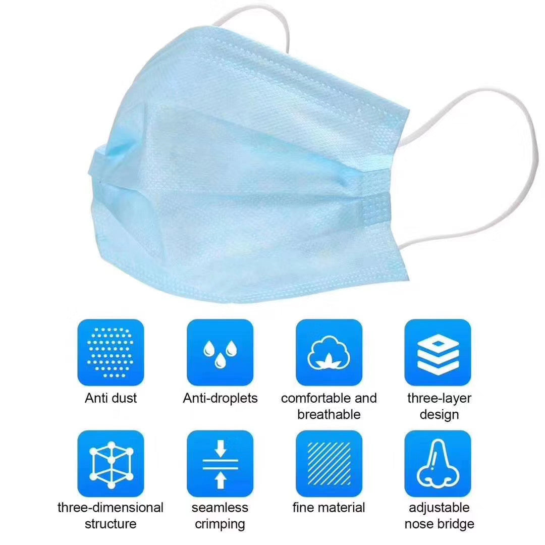 3-Ply Disposable Bacteria Filtration Face Masks