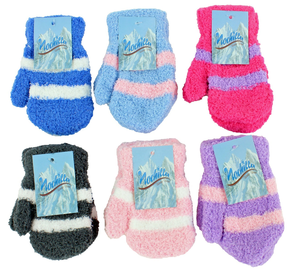 Baby Fuzzy Winter Mittens - Striped Prints