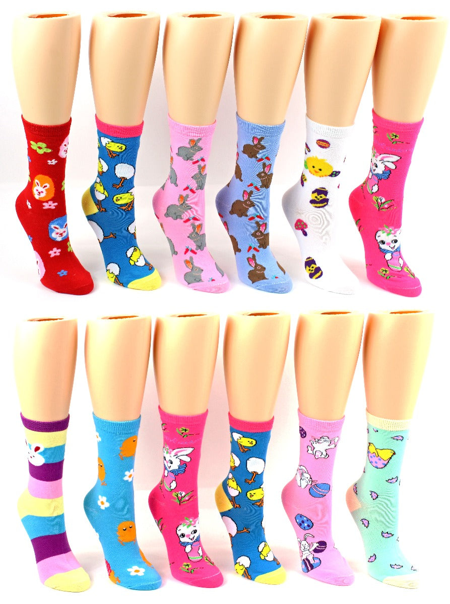 Women's Novelty Crew Socks - Easter Prints - Size 9-11