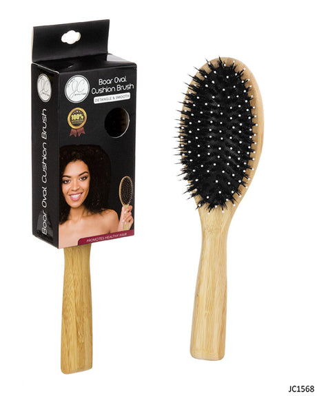 Jenny Capp Wooden Boar Bristle Oval Cushioned Hair Brush