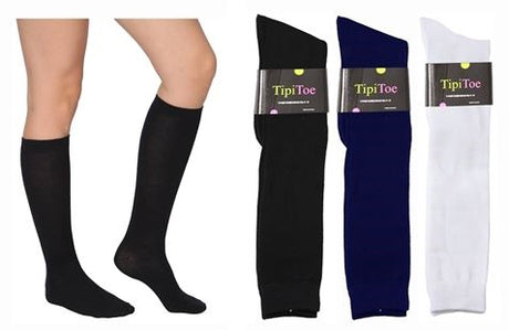 Women's Knee High Socks - Black/White/Navy - Size 9-11 - Choose Your Color(s)