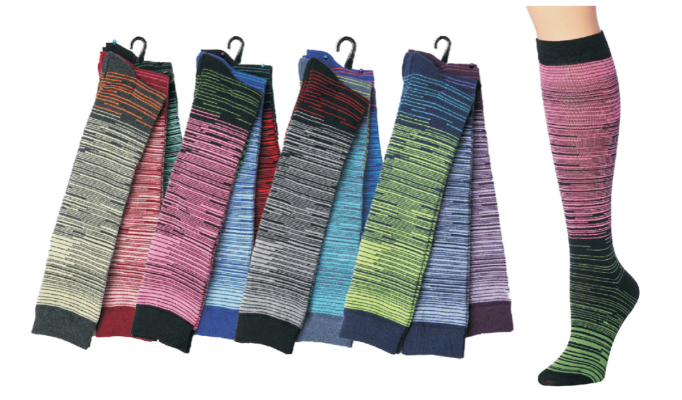Women's Heathered Knit Knee High Socks - Ombre Colors - Size 9-11 - 3-Pair Packs