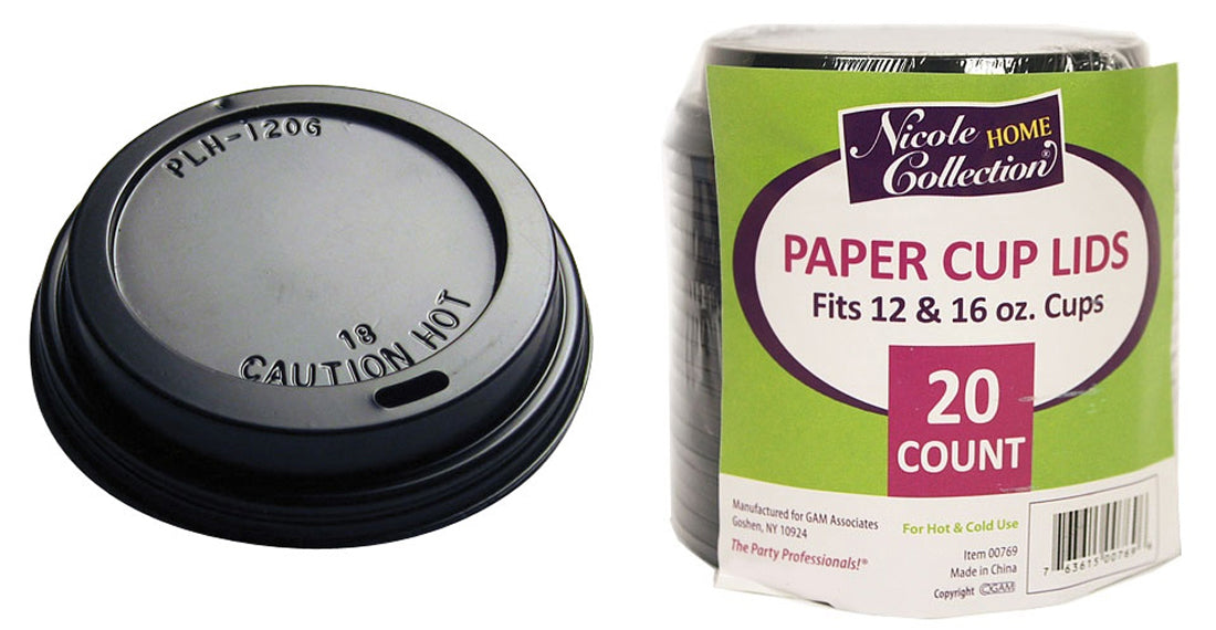 Black Lid For 12/16 oz. Hot/Cold Cup - Nicole Home Collection