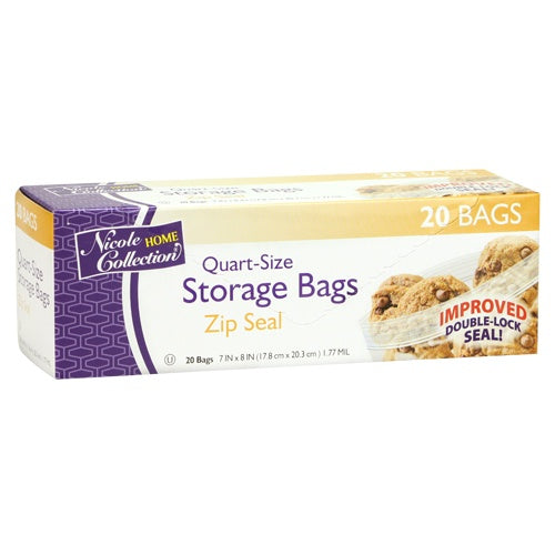 Quart - Zip Seal Bags - 20-Packs - Nicole Home Collection