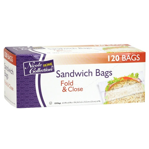 Sandwich - Fold & Close Bags - 120-Packs - Nicole Home Collection