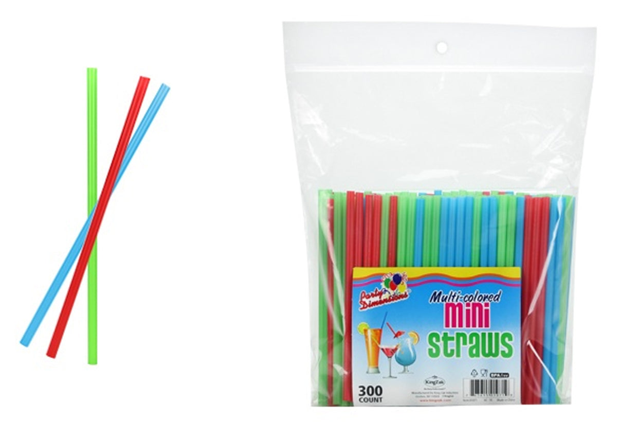 Multi-Colored Mini Straws, 300-Packs  - Party Dimensions