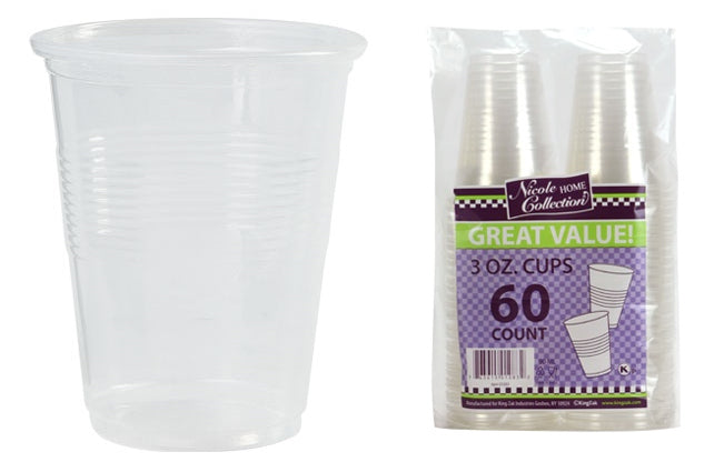 3 oz. Soft Clear Cups 60-Packs - Nicole Home Collection