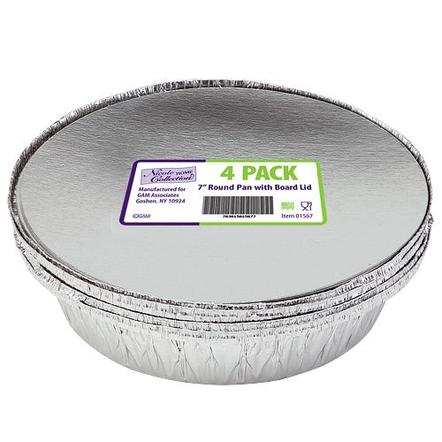 Aluminum 7" Round Pan w/ Board Lid 4-Packs - Nicole Home Collection