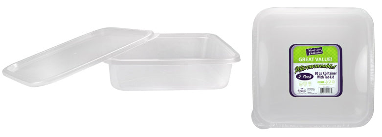 80 oz. Square Storage Container w/ Lids - Clear - 2 Sets - Nicole Home Collection