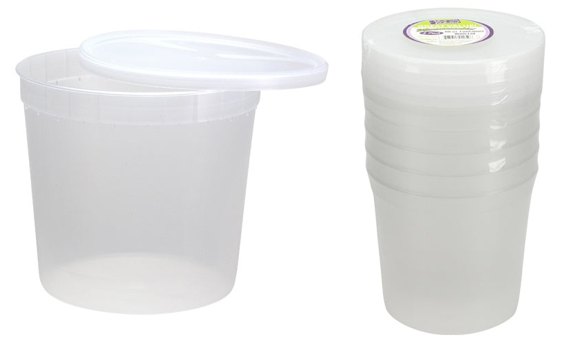 80 oz. Plastic Deli Container w/ Lids - 5-Packs - Nicole Home Collection
