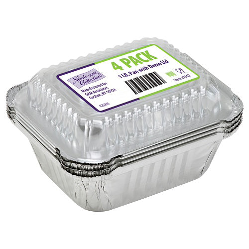 Aluminum 1 lb. Oblong Pan w/ Dome Lid 4-Packs - Nicole Home Collection