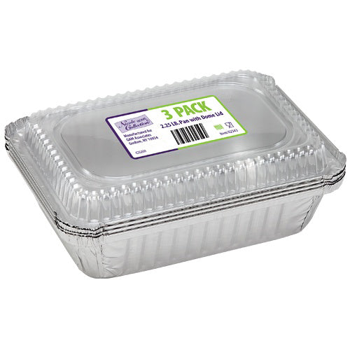 Aluminum 2.25 lb. Oblong Pan w/ Dome Lid 3-Packs - Nicole Home Collection