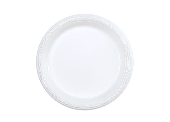 White Plastic 7'' Plates by Hanna K. Signature - 100-Packs