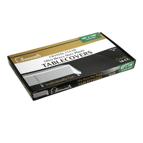 Elements - Pre-Cut Heavy Duty Tablecloths - 66" X 108" - Ultra Clear - Hanna K. Signature Elements