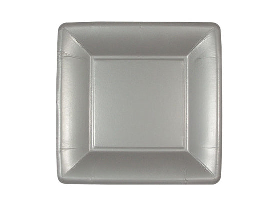 Silver Square 7'' Paper Dinner Plates by Lillian - 24-Packs