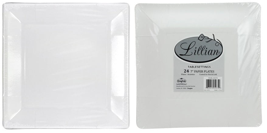 Square 7" Plate - Pearl White - Lillian