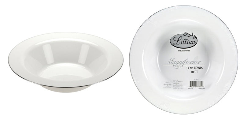Magnificence - 14 oz. Pearl Bowl - Silver Edge - 10-Packs - Lillian