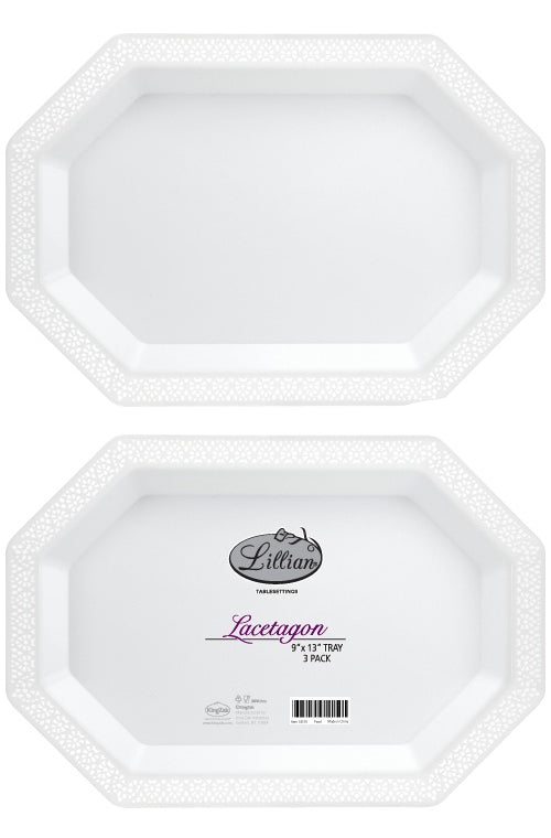Lacetagon - 9"X13" Tray - 3-Packs - Pearl - Lillian