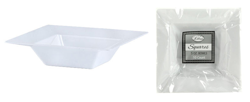 Squares - White 5 oz. Square Plastic Dinner Bowls - Lillian