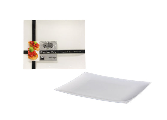 Rectangular Pearl Plastic Appetizer Plates by Lillian - 7'' x 5.625'' - 10-Packs