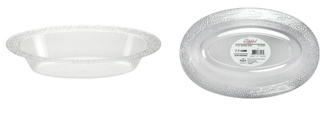 Pebbled - 15 oz. Oval Bowl - Clear - 10-Packs - Lillian