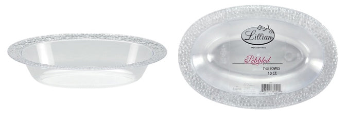 Pebbled - 7 oz. Oval Bowl - Clear - 10-Packs - Lillian