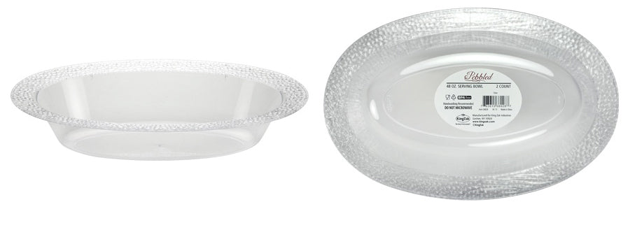 Pebbled - 48 oz. Oval Bowl - Clear - 2-Packs - Lillian