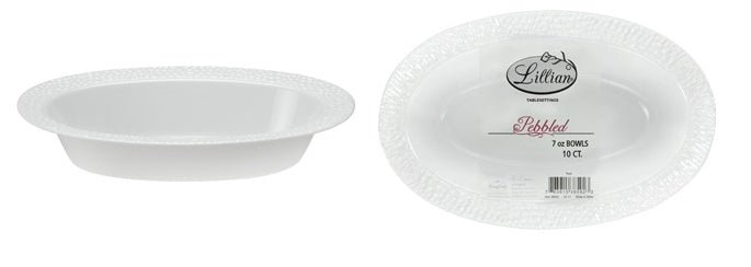 Pebbled - 7 oz. Oval Bowl - Pearl - 10-Packs - Lillian
