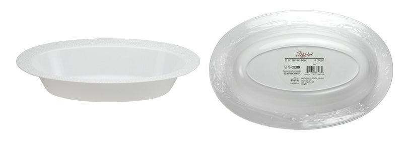 Pebbled - 32 oz. Oval Bowl - Pearl - 3-Packs - Lillian