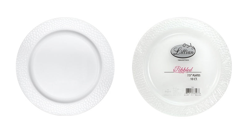Pebbled - 7.5" Plastic Plate - Pearl - 10-Packs - Lillian