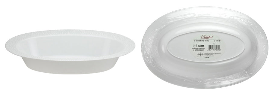 Pebbled - 48 oz. Oval Bowl - Pearl - 2-Packs - Lillian