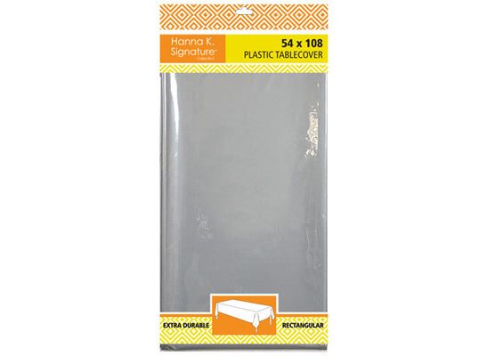 Silver Full Size Plastic Tablecloths by Hanna K. Signature - 54'' x 108''