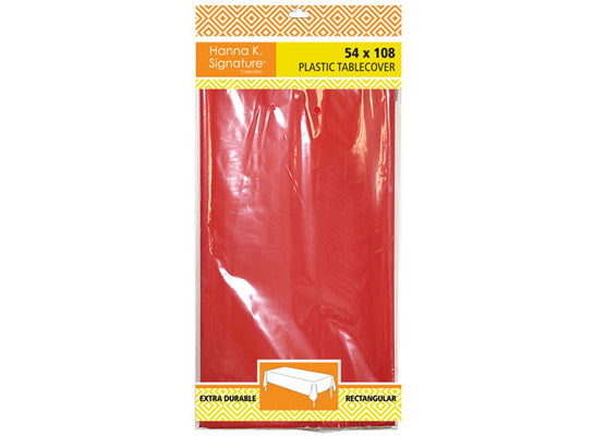 Red Full Size Plastic Tablecloths by Hanna K. Signature - 54'' x 108''